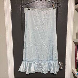 Ashley Taylor Light Blue Satin Ruffle Hem Half Slip